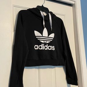 Black cropped adidas hoodie, size medium